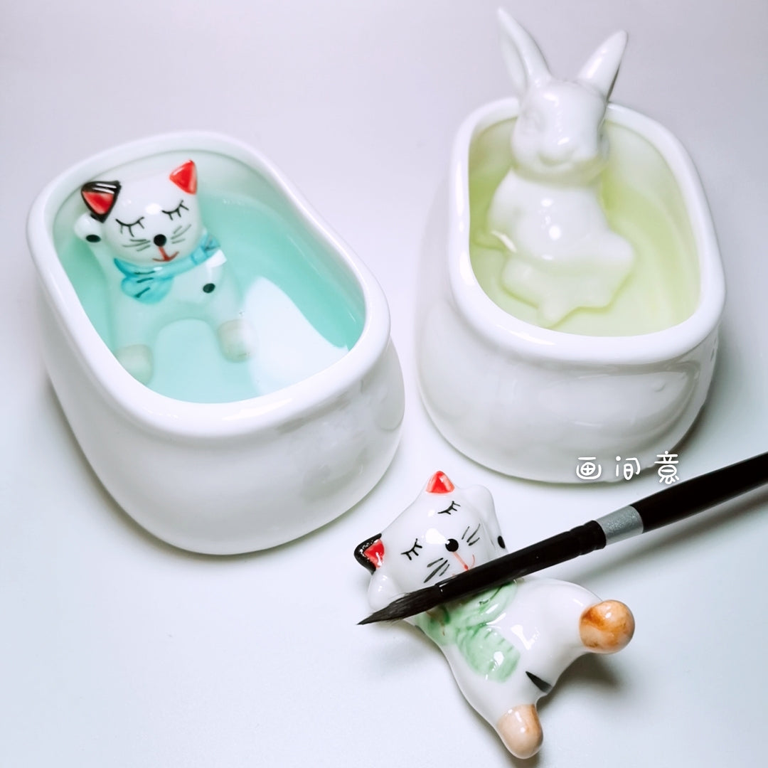 Ceramic Paint Cleaning Pen Bucket & Palette Tray Wash Pen Holder – Artbiz  Supply