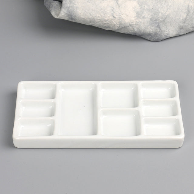 Multi-grid White Porcelain Ceramic Rectangle-shape Palette