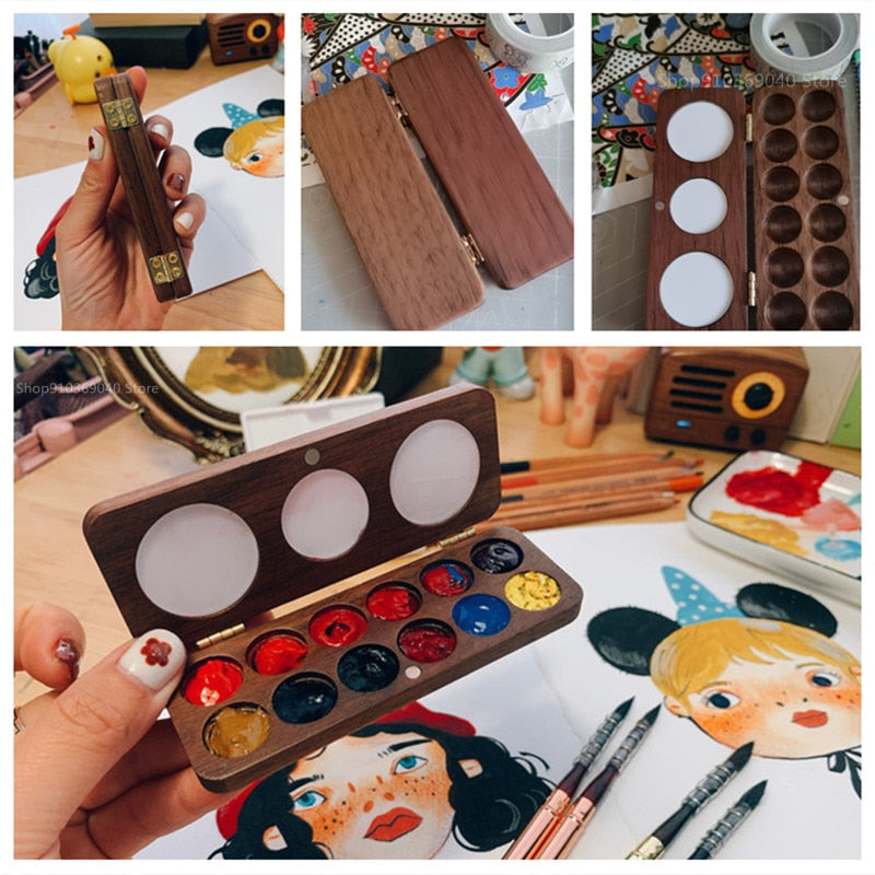 Vintage Handmade Ceramic Watercolor Palette Leather Clip Detachable Outdoor  Sketching Portable Palette Art Painting Tool - AliExpress