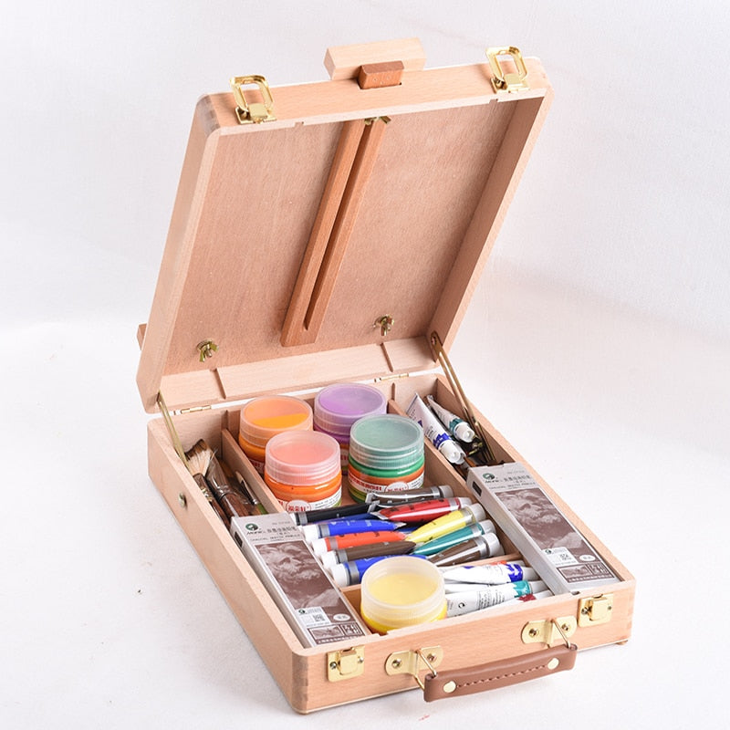 Wooden Easel Table Box for Art Drawings Paintings