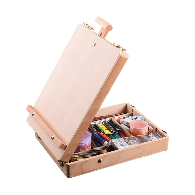 Wooden Easel Table Box for Art Drawings Paintings