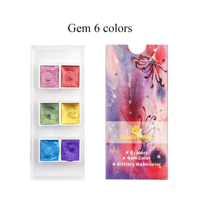 Pearlescent/Gem/Starry Solid 6/12 Watercolor Paints