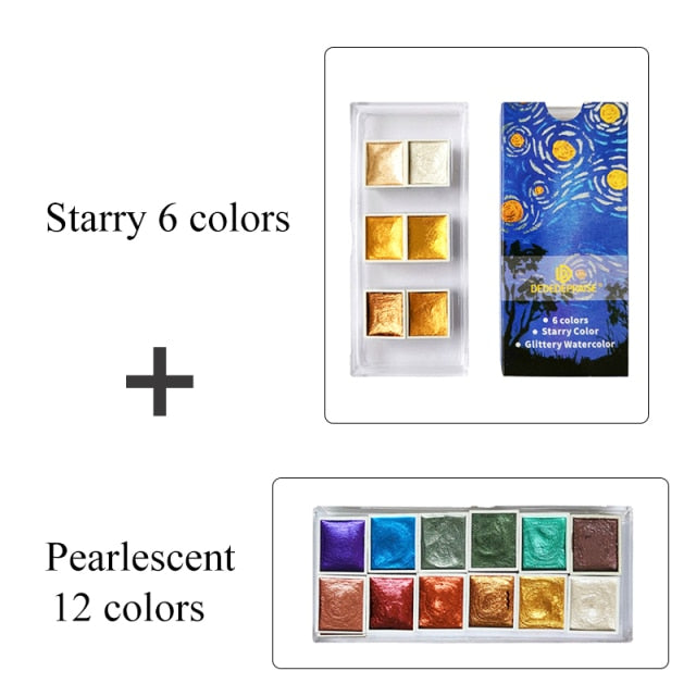 Pearlescent/Gem/Starry Solid 6/12 Watercolor Paints