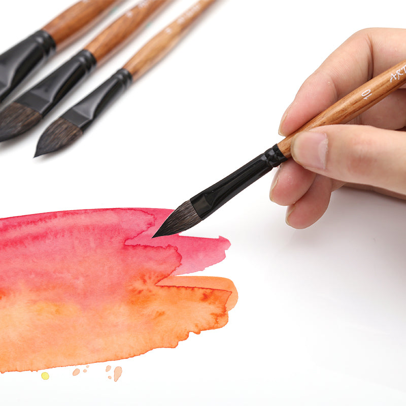 Oval Shape Squirrel Hair Watercolor Paint Brush