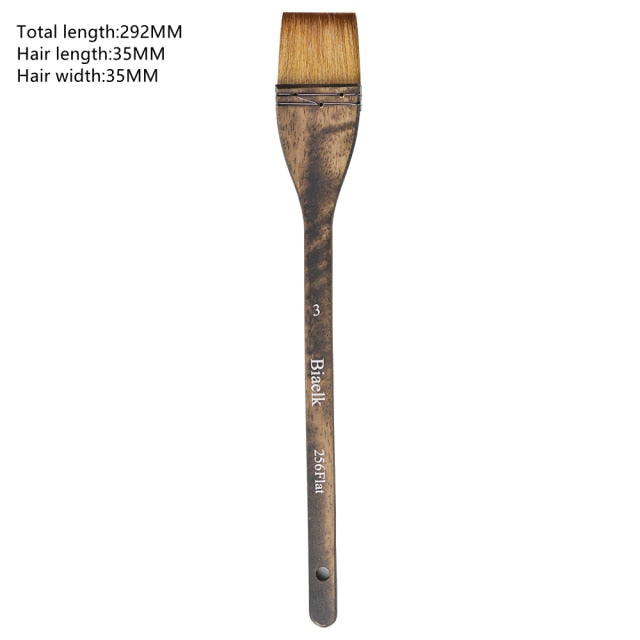 1PC 256Flat High Quality Goat Hair Wooden Handle Watercolor Paint Brush