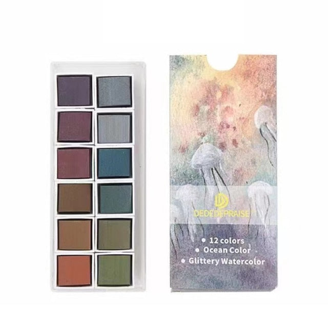 Pearlescent/Gem/Starry Solid 6/12 Watercolor Paints