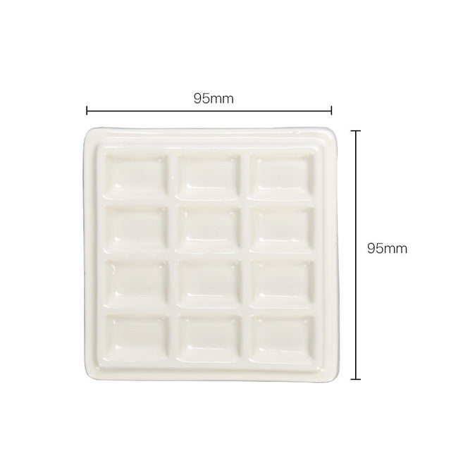 Multi-grid White Porcelain Ceramic Rectangle-shape Palette – Artbiz Supply