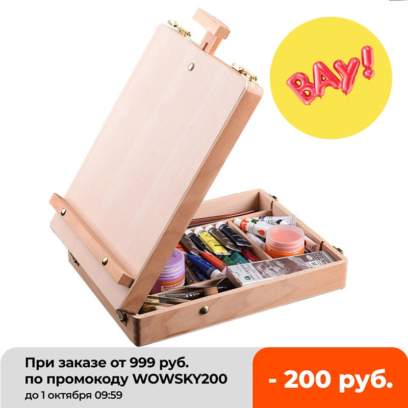 Wooden Easel Table Box for Art Drawings Paintings