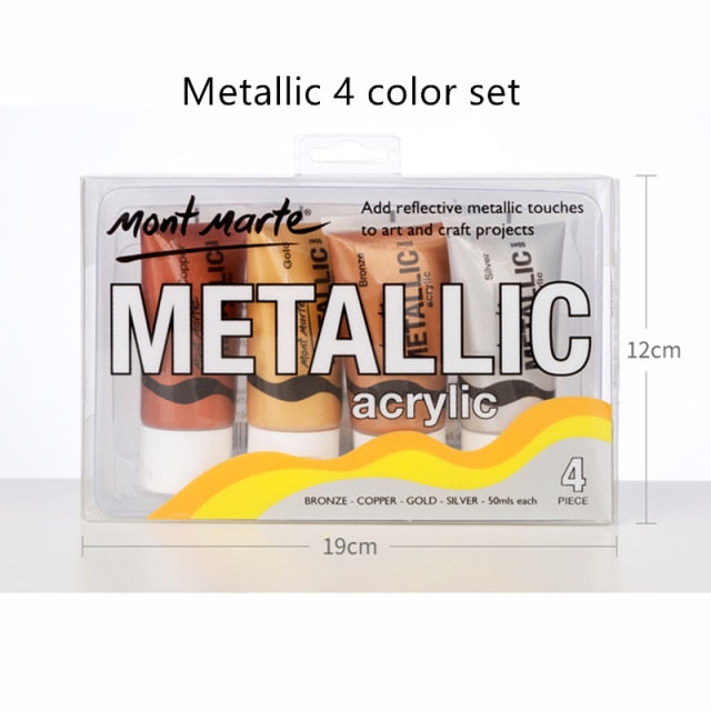 Gel Metallic Color Acrylic Paint /4 x 50ml