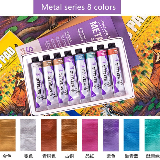 Gel Metallic Color Acrylic Paint /4 x 50ml